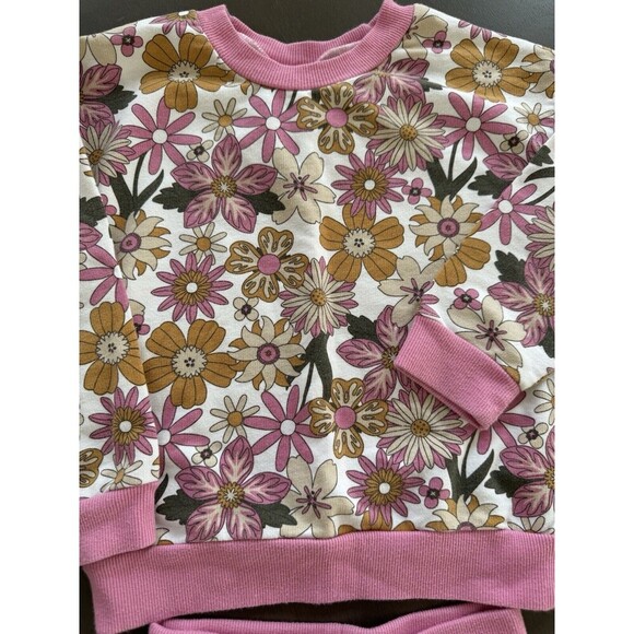 PL Kids Top sweatshirt and Shorts Set pink floral print size 4T soft comfy cozy - Picture 3 of 7